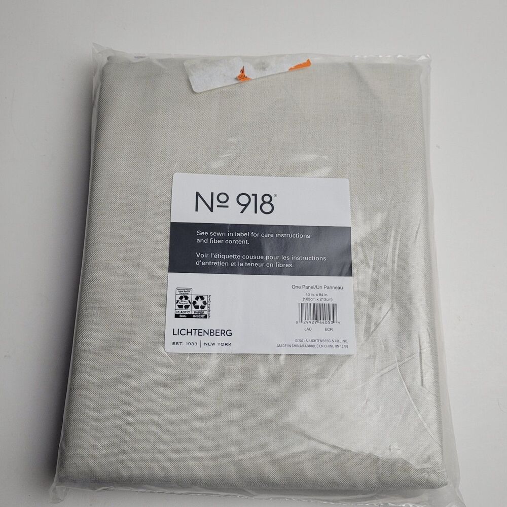 NEW No. 918 Lichtenberg Ecru Jacob One Panel Curtain 40 x 84 inch . #BT1